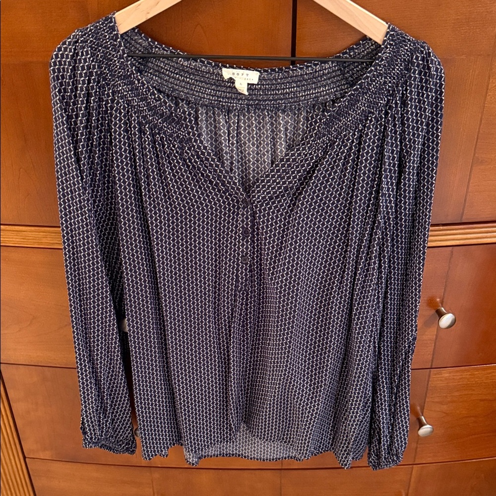 Soft Joie Navy and White Blouse